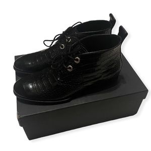 Rag & Bone Audrey Desert Boot Black Croco Leather size 7.5